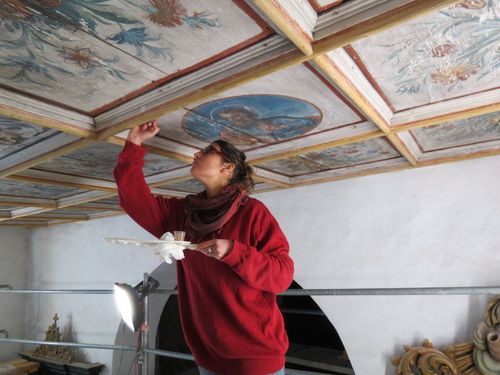 Restauration de peinture murale - détail